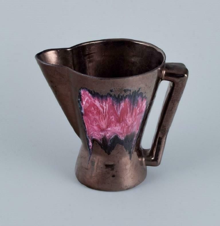Vallauris, France, Ceramic Jug. Lustre Glaze. 1960/70s.