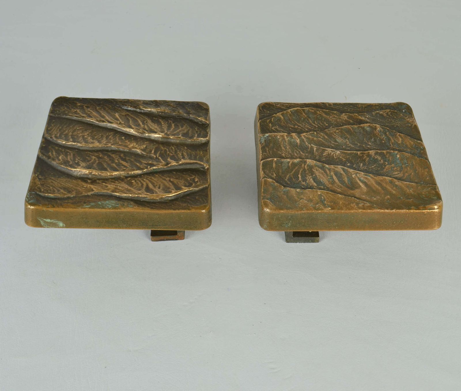Pair Of Push Pull Door Handles In Bronze Relief Of Waves photo 1750.0