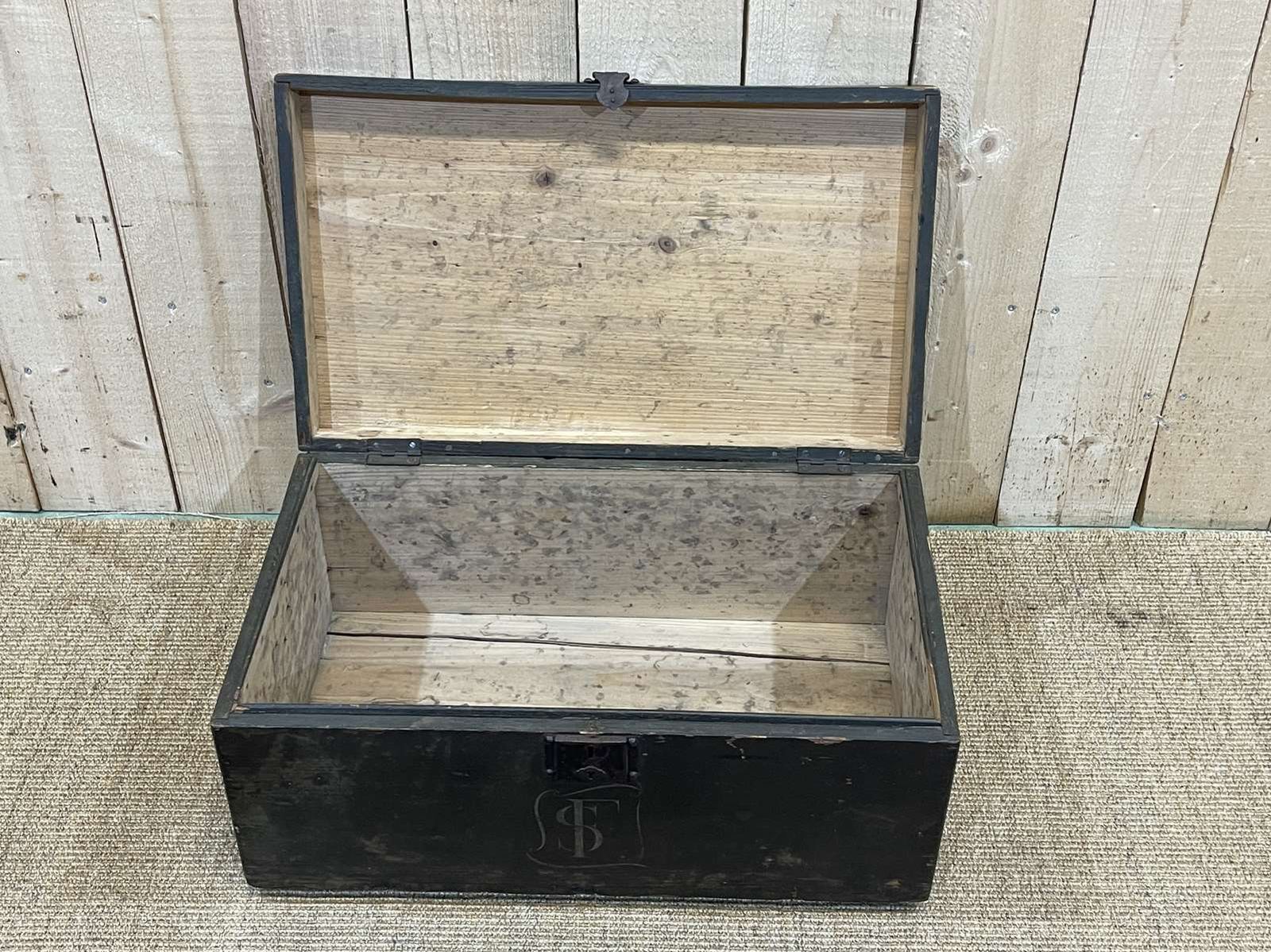 Fir Wood Travel Trunk Early 20th Century photo for sale