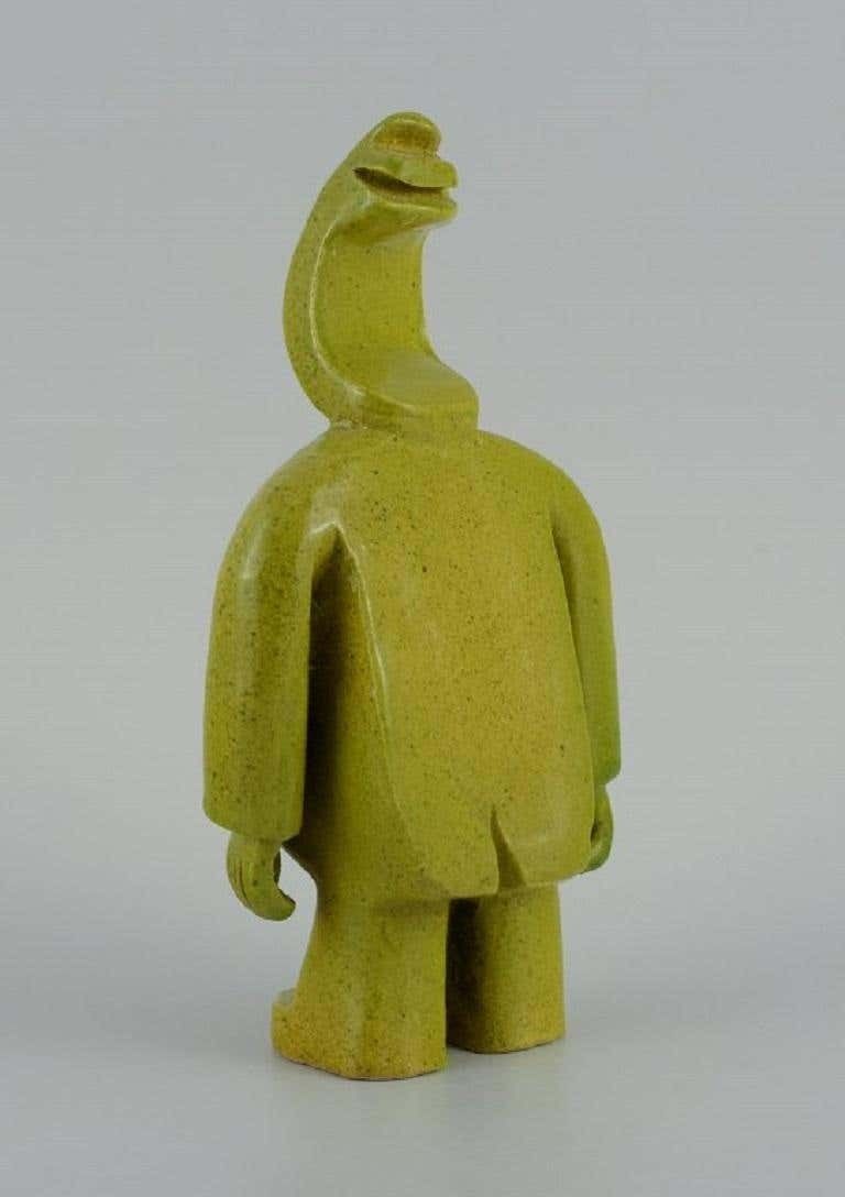Bernard Lombot, French Ceramist, Unique Ceramic Sculpture, Standing Green Man photo 467.0