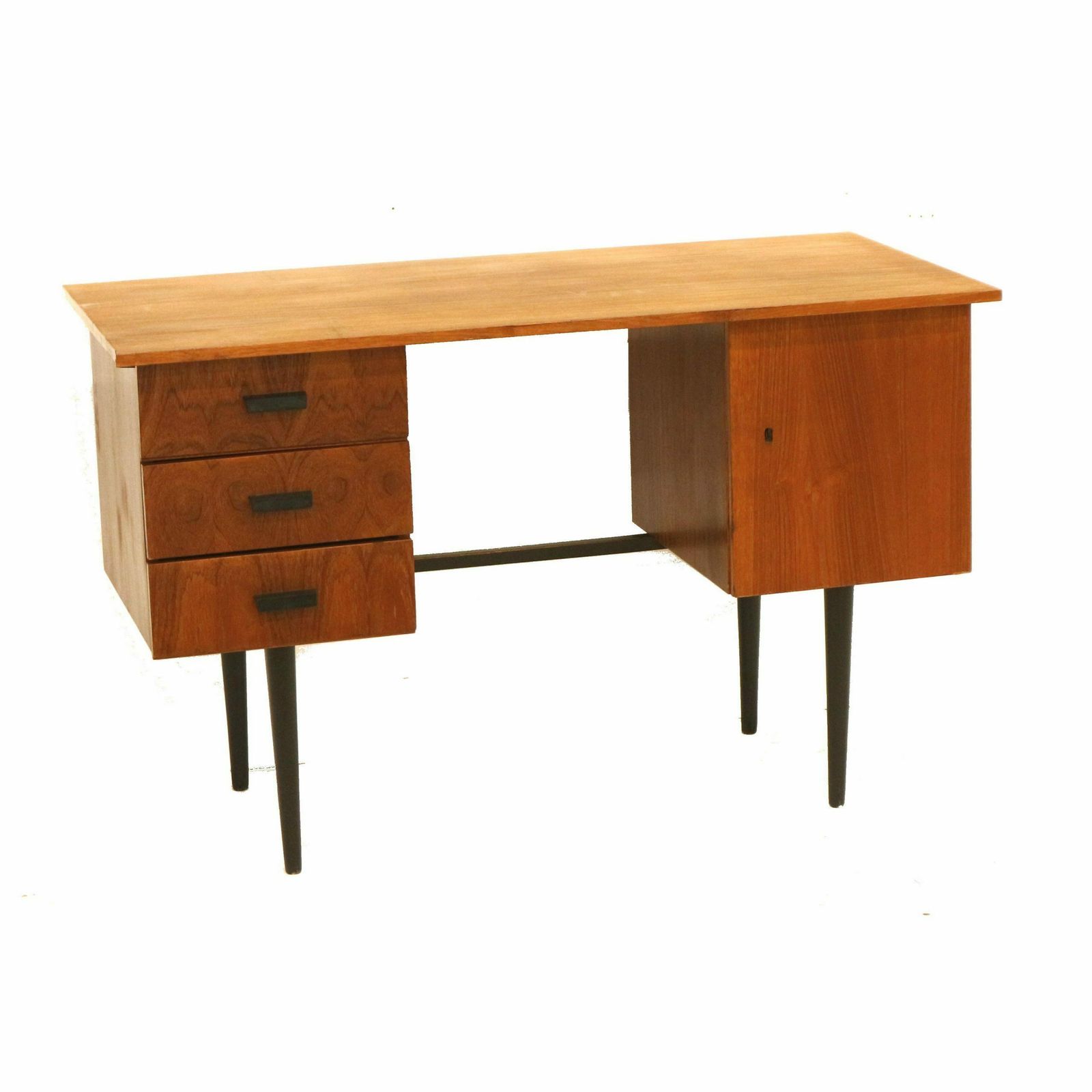 Vintage Desk With 3 Drawers And Black Legs Made In The 60s
