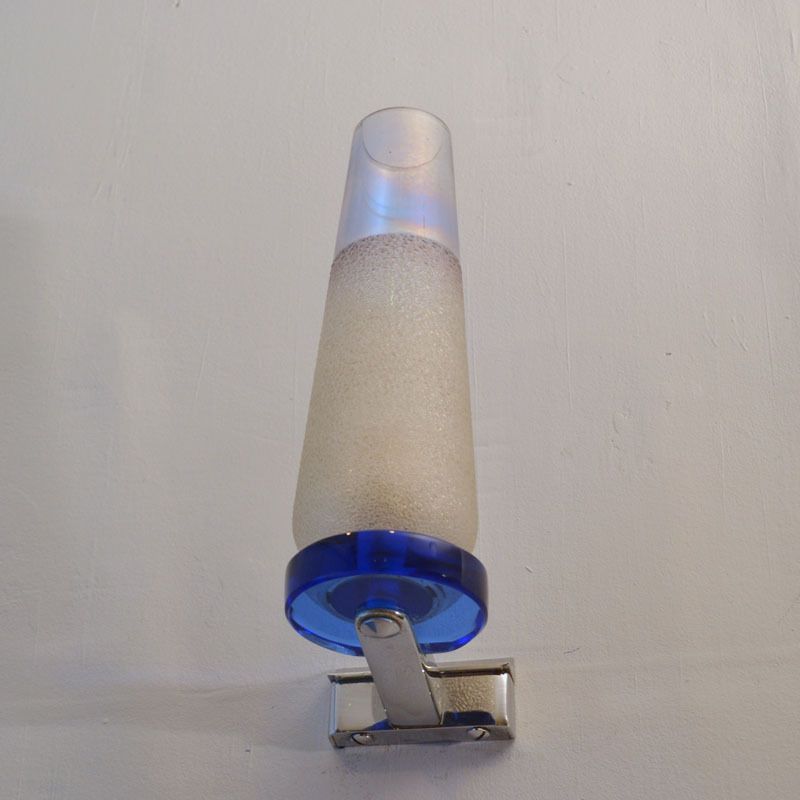 1960s Italian Bathroom Set In Blue Glass And Chrome Attributed To Fontana Arte photo vintage