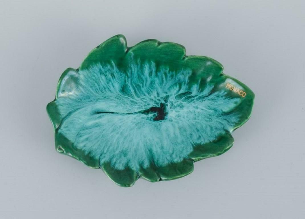 Vallauris, France Four Dishes With Glaze In Shades Of Green, 1960 70s.
