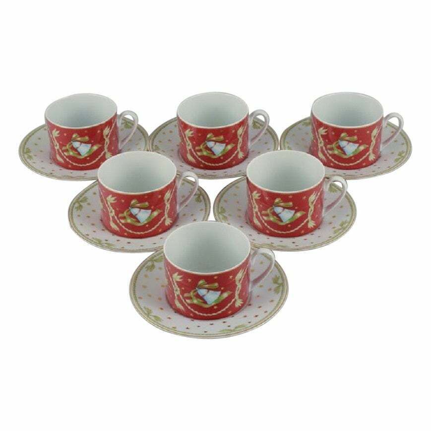 Rosenthal, A Set Of Six Coffee Cups And Matching Saucers. Christmas Motifs