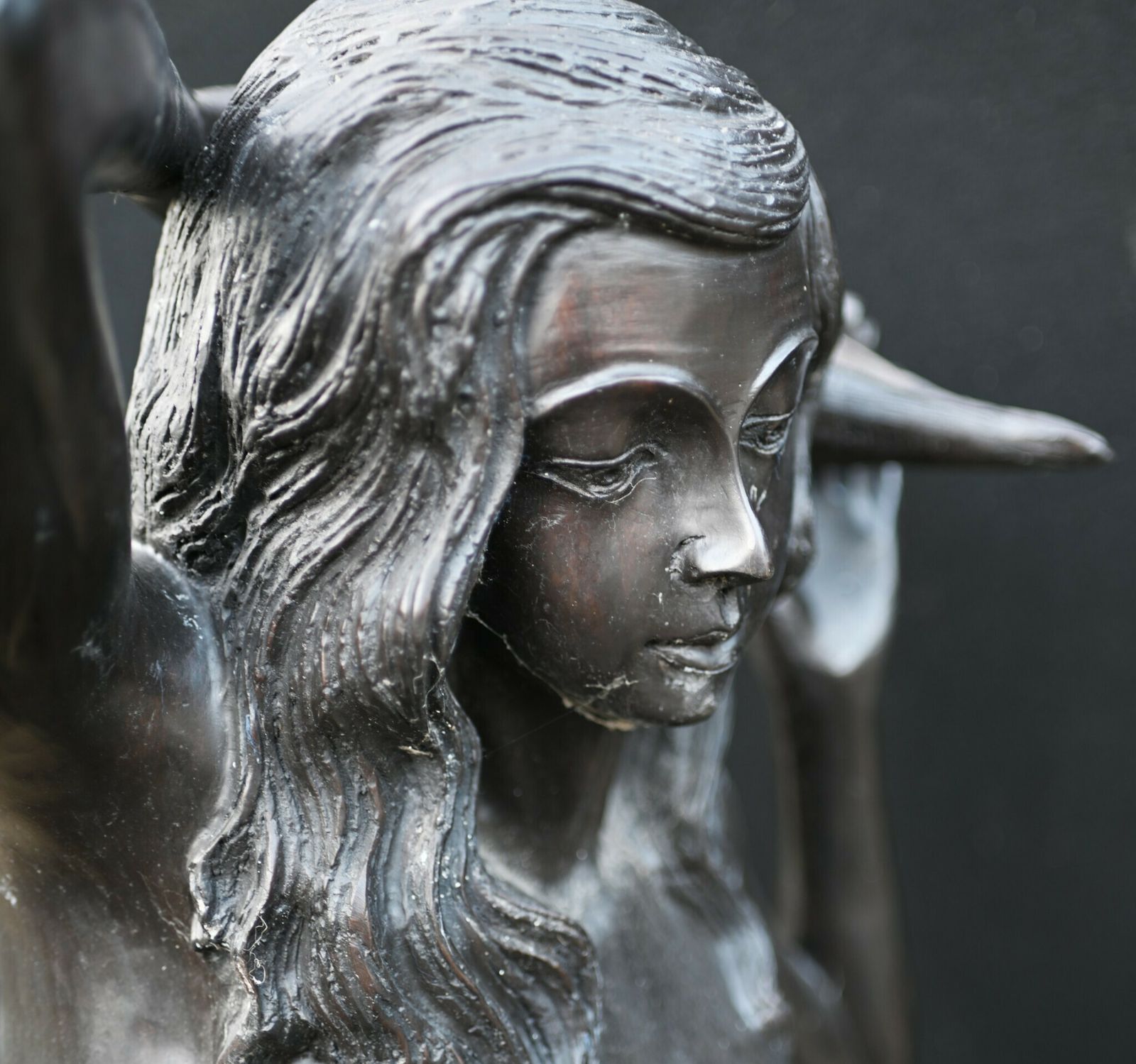 Bronze Mermaid Fountain Garden Statue Siren Female Figurine photo Art