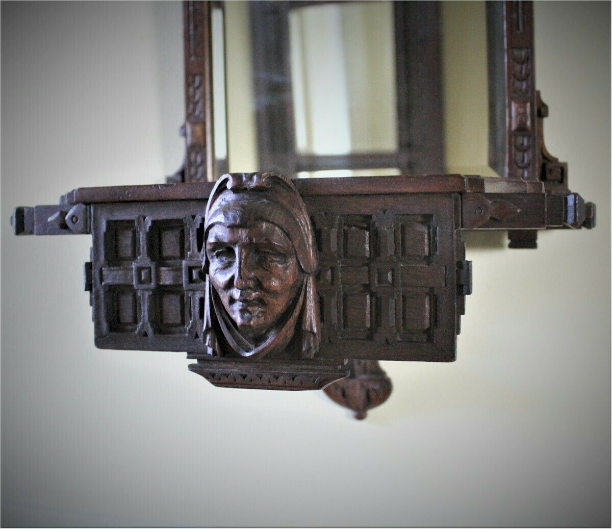 Pair Of Aesthetic Period Mahogany Mirrored Back Wall Brackets photo for sale
