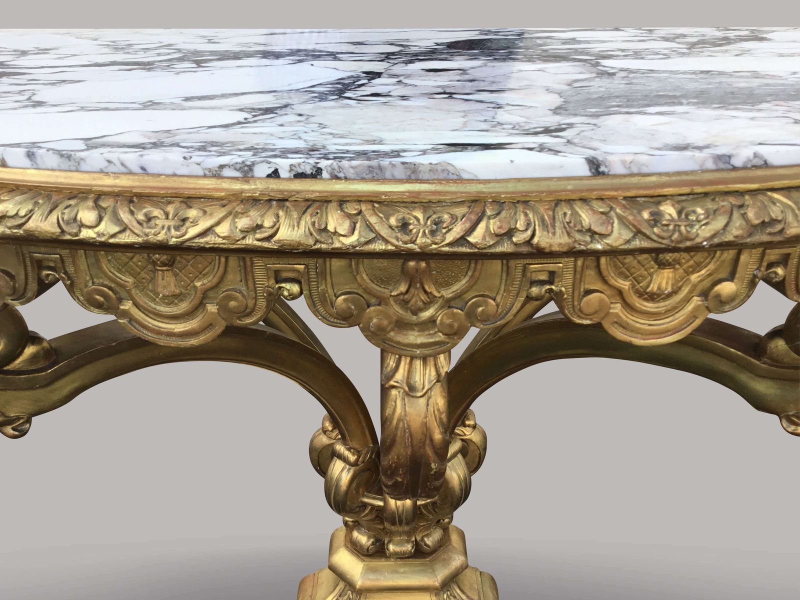 Impressive C19th Carved Giltwood Console Table In The Kentian Manner photo vinterior