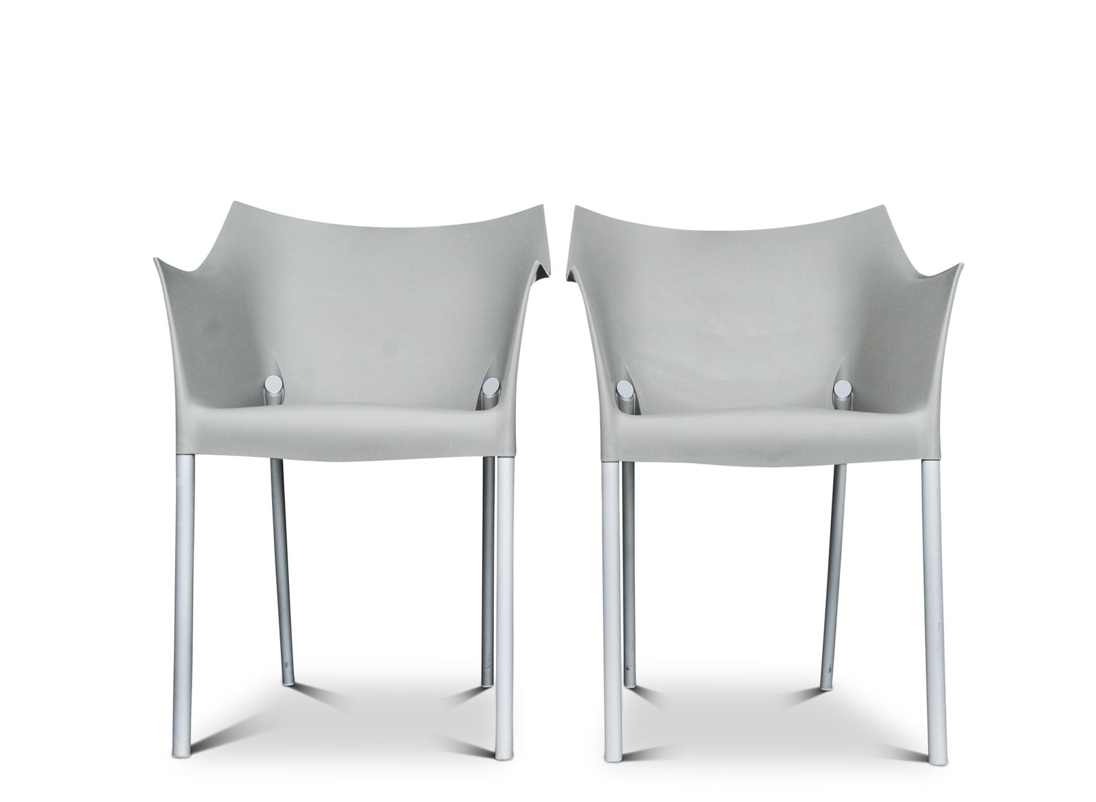 Philippe Starck Grey The DR. No Arm Chair A Stackable Iconic Chair Manufactured In Italy By Kartell 1990's Two In Stock Price Per Item Ol photo vinterior