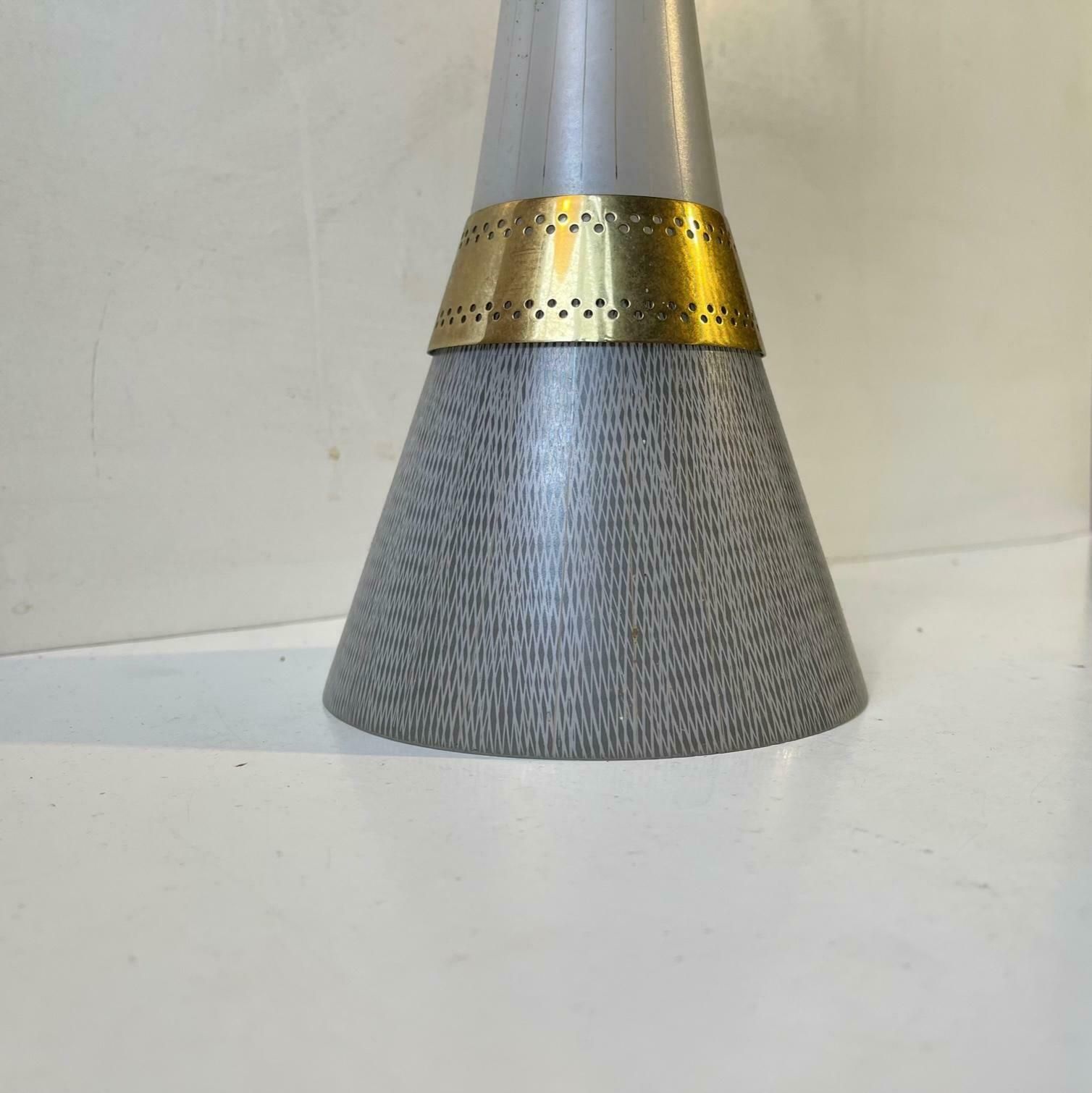 Mid Century Italian Glass And Brass Pendant Light Attributed To Stilnovo 1950s photo vintage