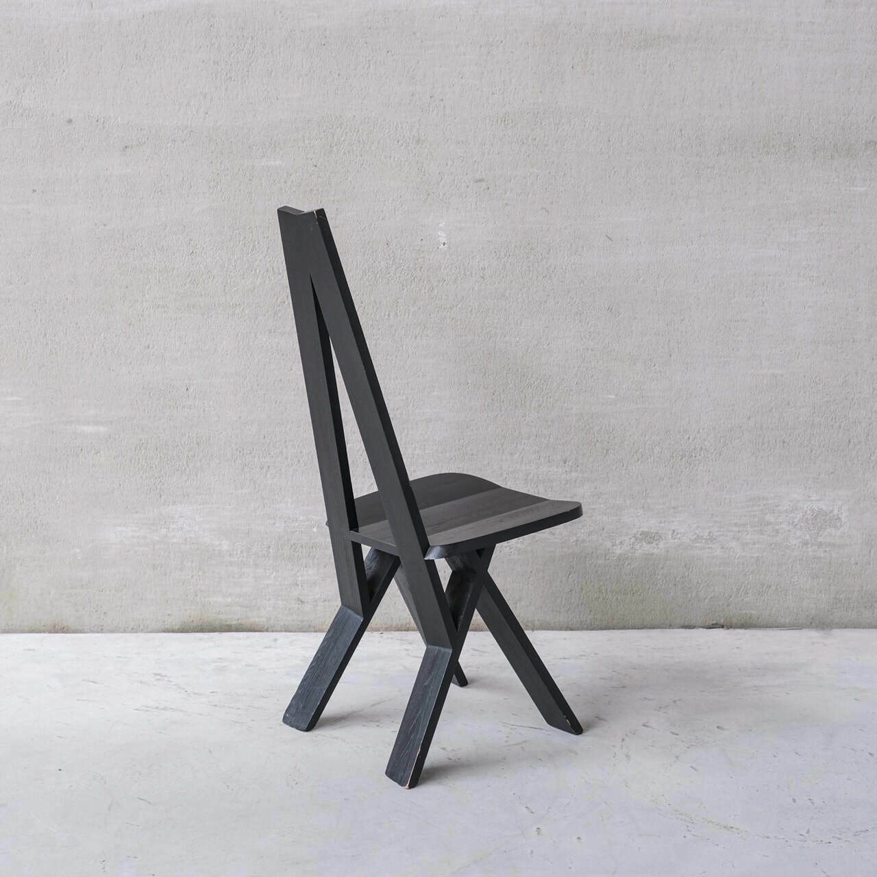 Set Of Six Black French Pierre Chapo Mid Century Dining Chairs photo for sale