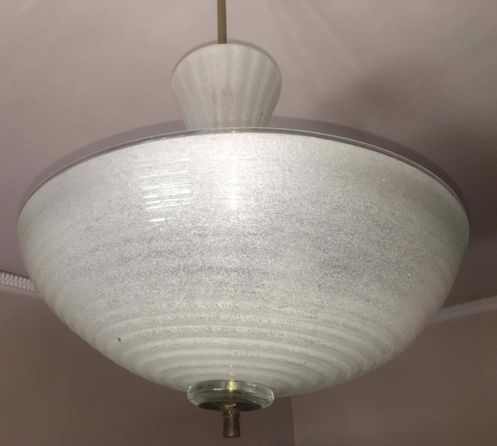 Lighting Charming Italian Pulegoso Glass Chandelier By Barovier & Toso, Murano, 1940 photo
