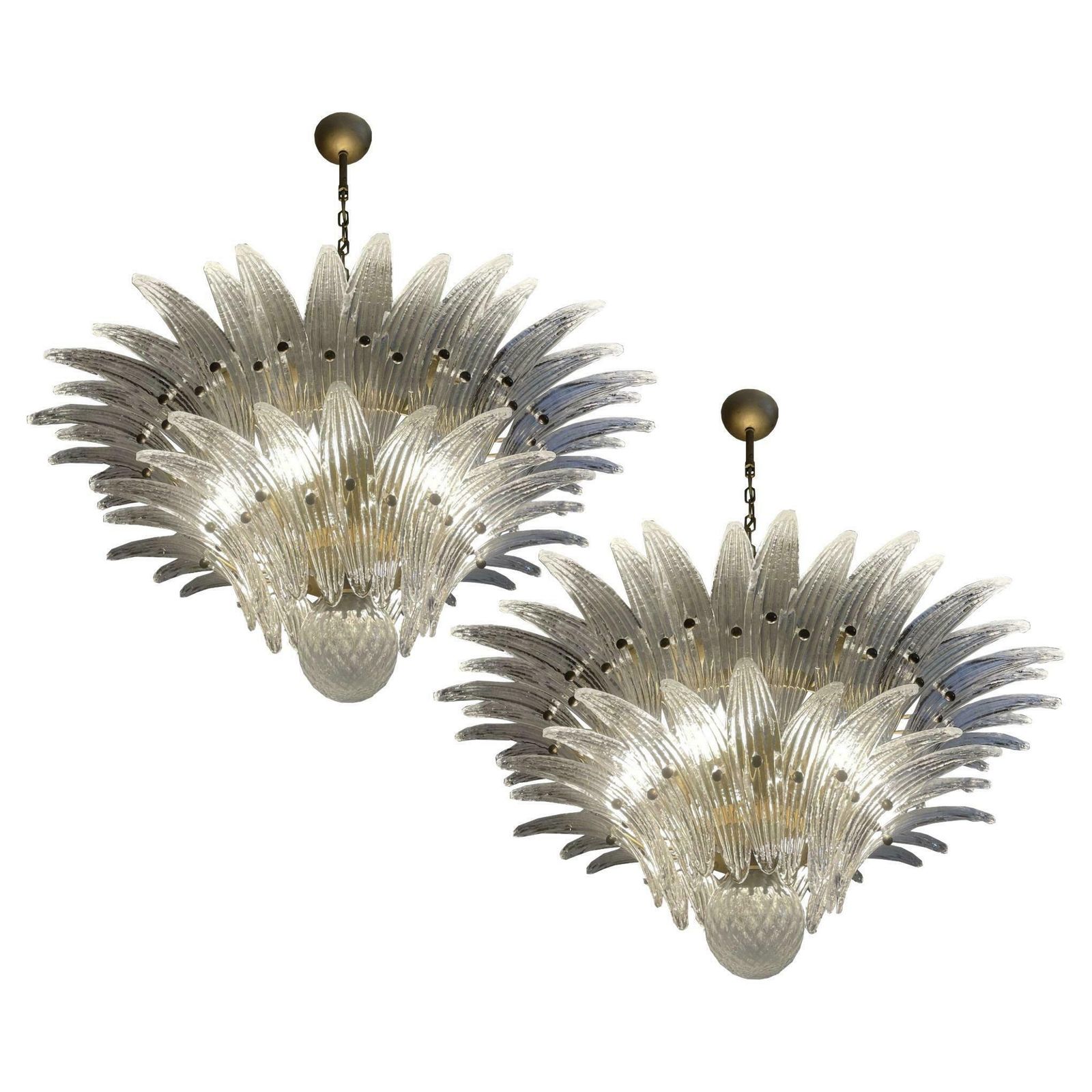 Mid 20th Century Spectacular Pair Of Venetian Chandeliers. Murano, 1980s