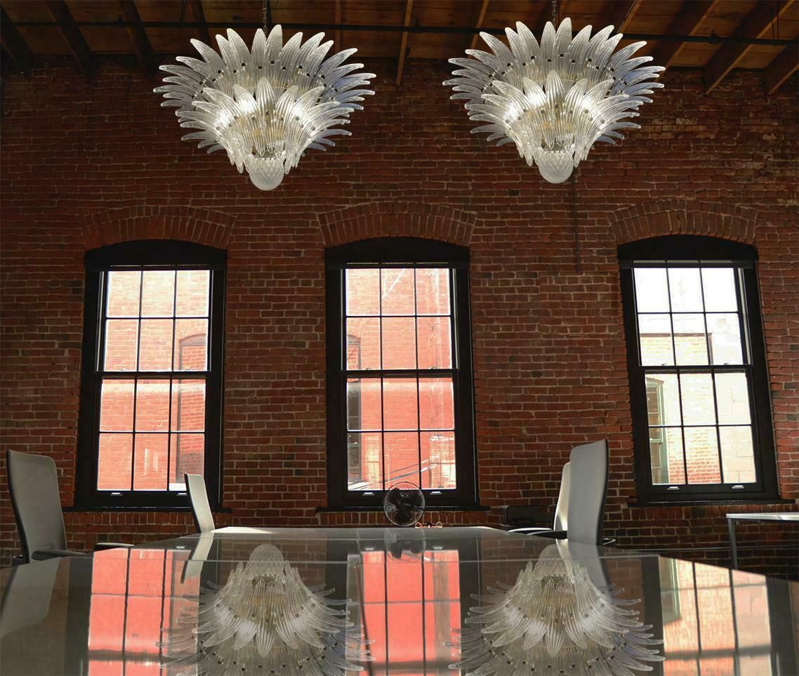 Mid 20th Century Spectacular Pair Of Venetian Chandeliers. Murano, 1980s photo furniture