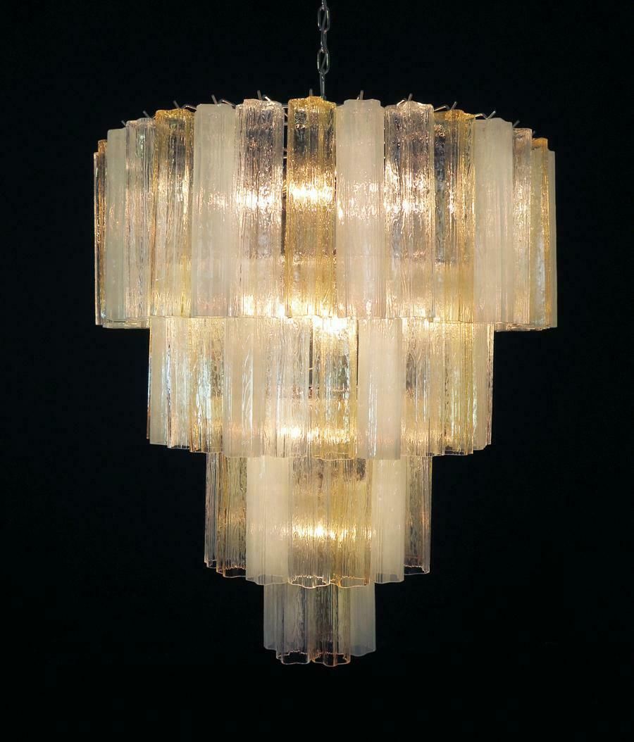 Huge And Amazing Vintage Murano Glass Tiered Chandelier, 78 Glasses, Amber Opal photo for sale