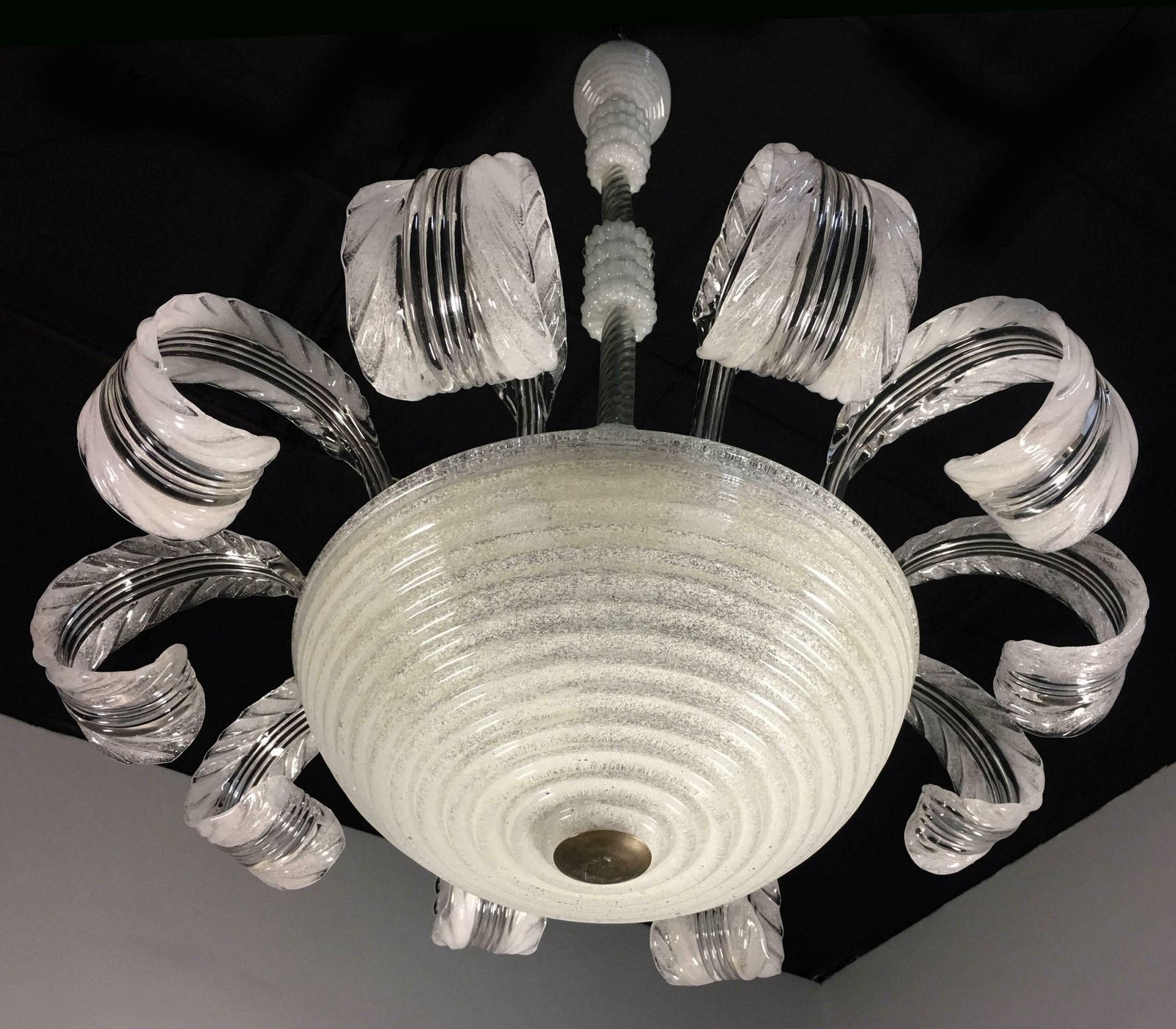 photo for sale Midcentury Italian Pulegoso Glass Chandelier By Barovier & Toso, Murano, 1940