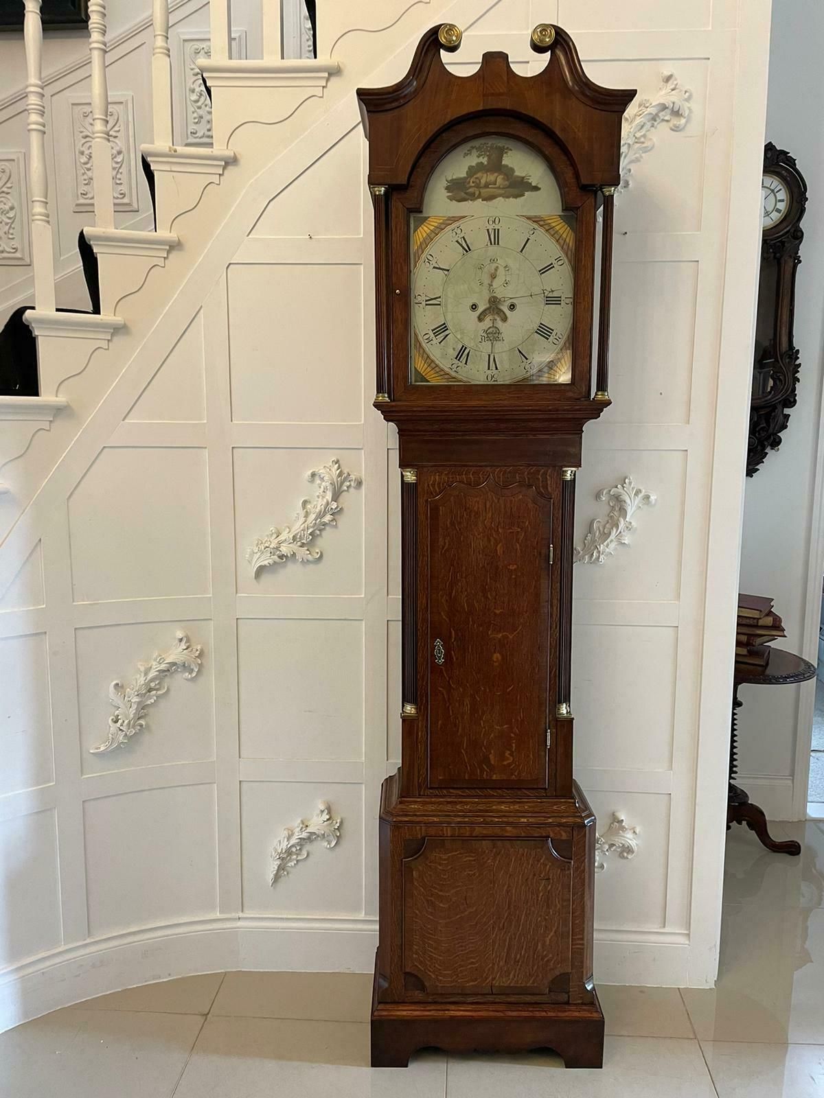 Antique George III Quality 8 Day Oak Longcase Clock By Walker Of Nantwich