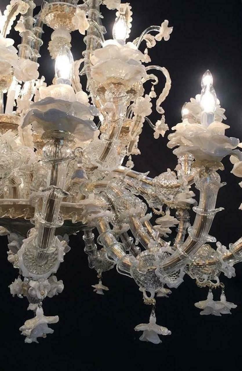 photo for sale Spectacular Italian Chandelier Gold Inclusions, Murano, 1980s