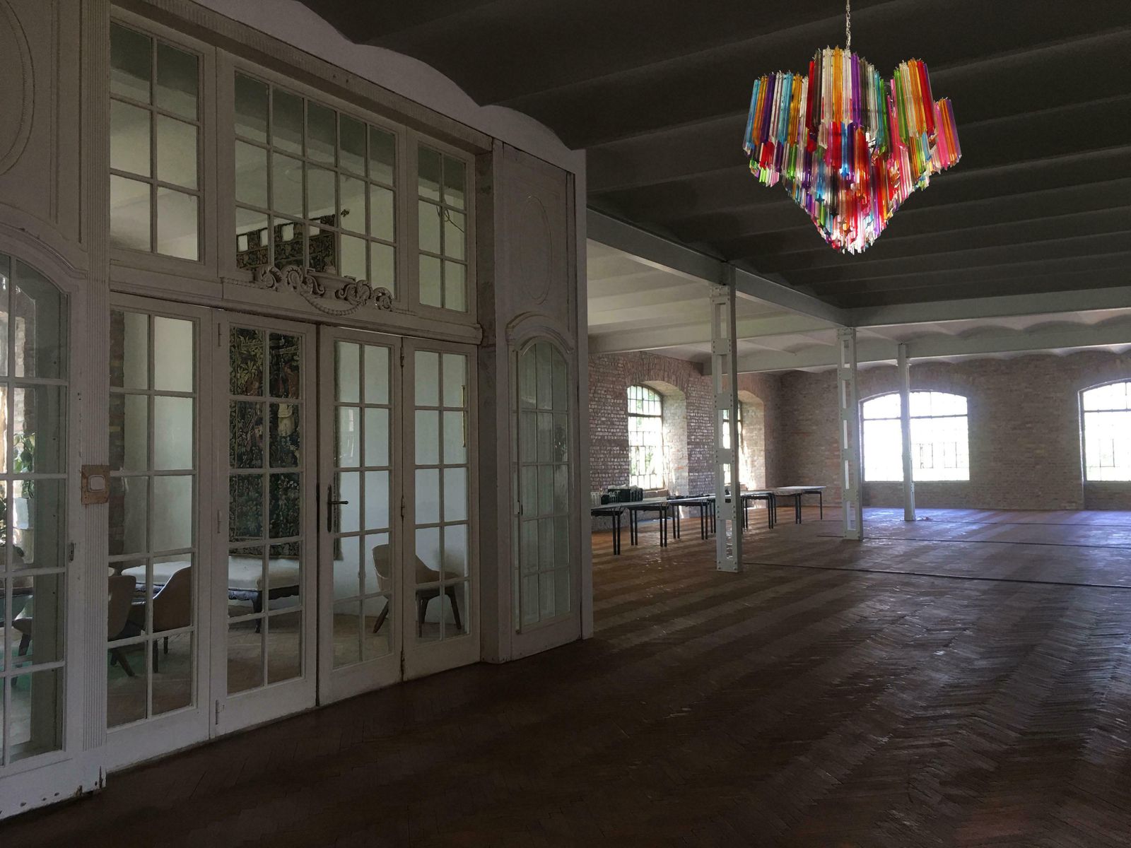 Pair Of Italian Chandelier Multicoloured Quadriedri, Murano photo buy