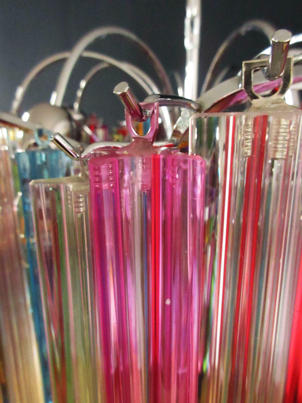 photo buy Pair Of Italian Chandelier Multicoloured Quadriedri, Murano