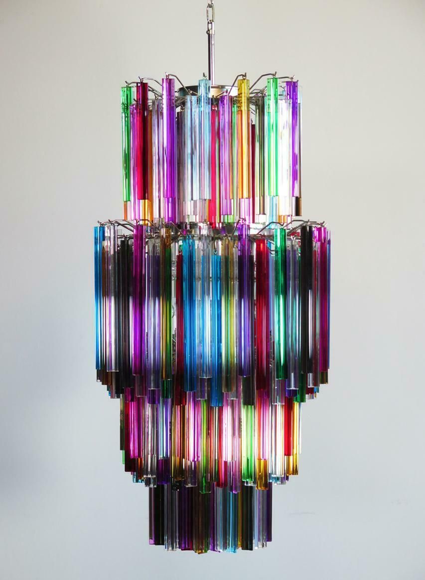 photo vinterior Amazing Pair Italian Murano Arlecchino Glass Chandeliers