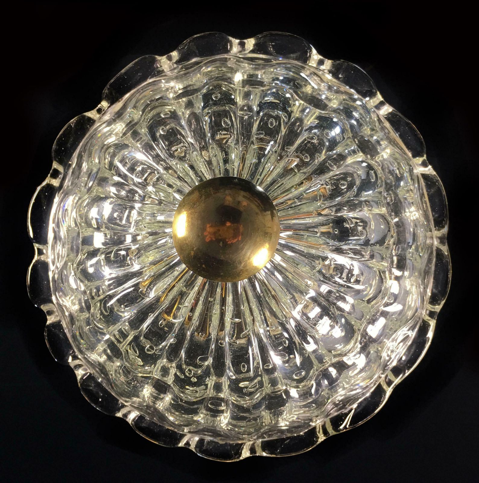 Lighting Chandeliers "The King", Gold Inclusion By Barovier & Toso, Murano, 1940s photo