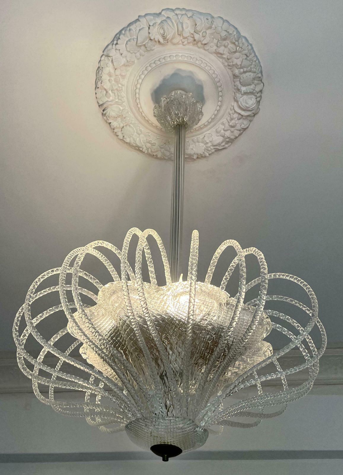 Stunning And Original Chandelier By Barovier & Toso, Murano, 1940s photo Lighting