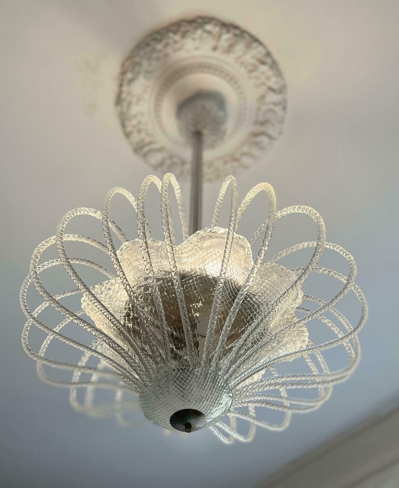 photo for sale Stunning And Original Chandelier By Barovier & Toso, Murano, 1940s
