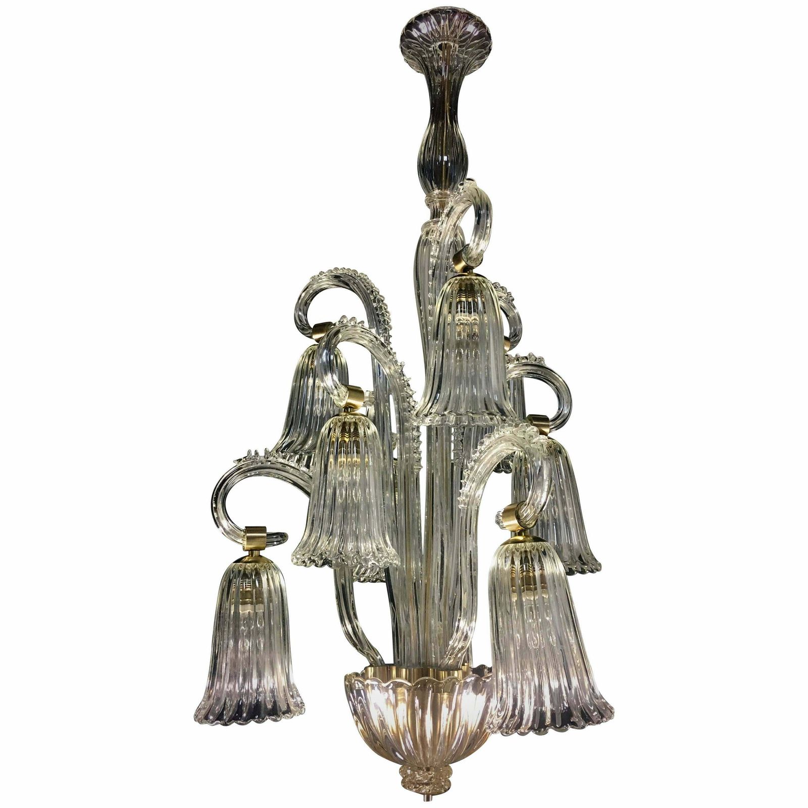 Charming Italian Chandelier By Ercole Barovier, Murano, 1940s