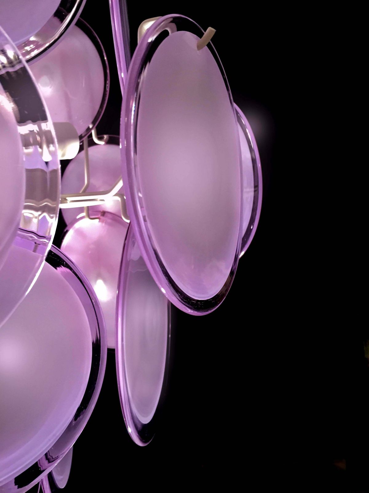 Pair Of Italian Disc Chandeliers By Vistosi, Murano, 1970s photo furniture