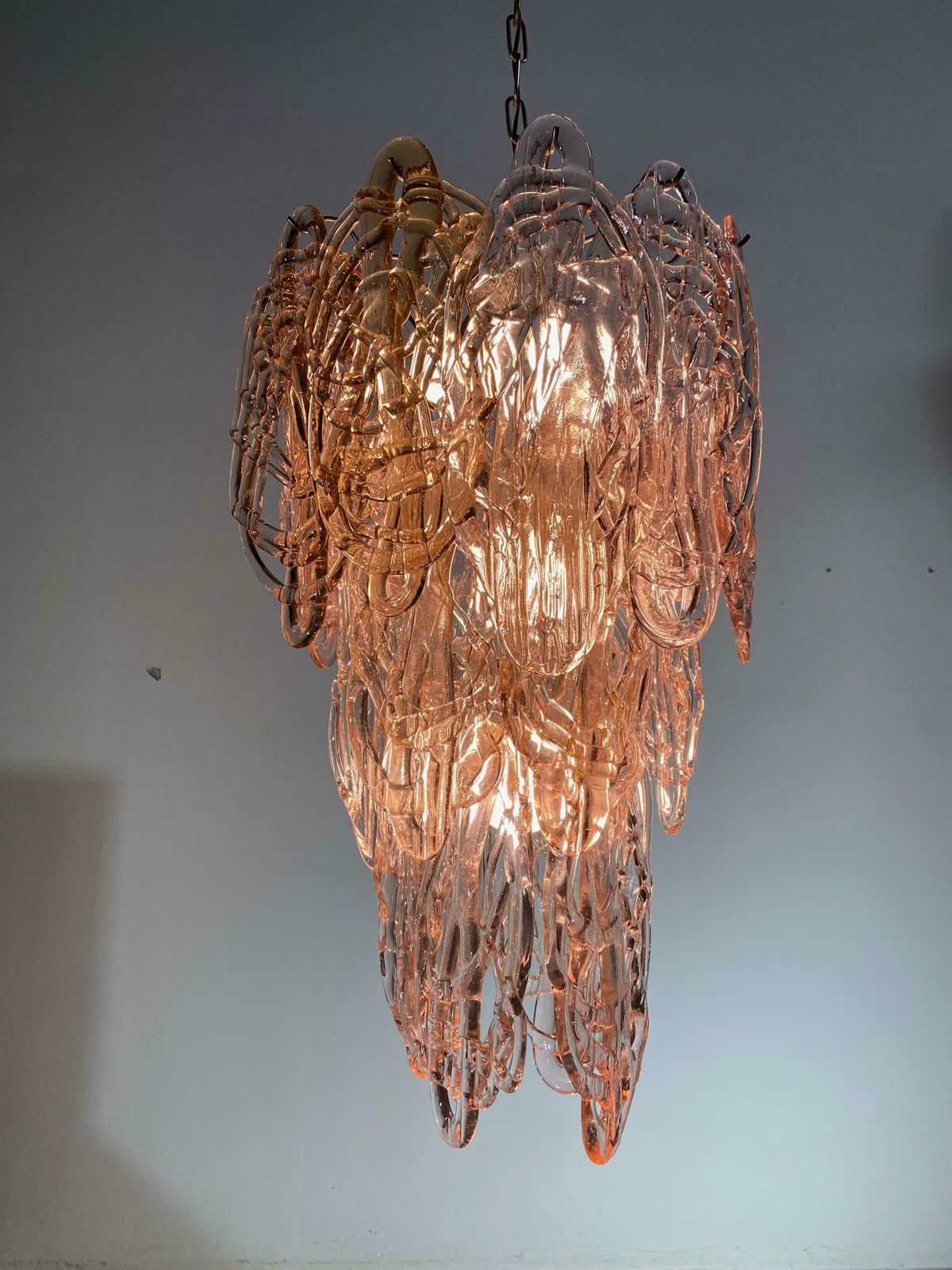 photo vintage Midcentury Ragnatela Murano Glasse Chandelier By Mazzega, 1970s