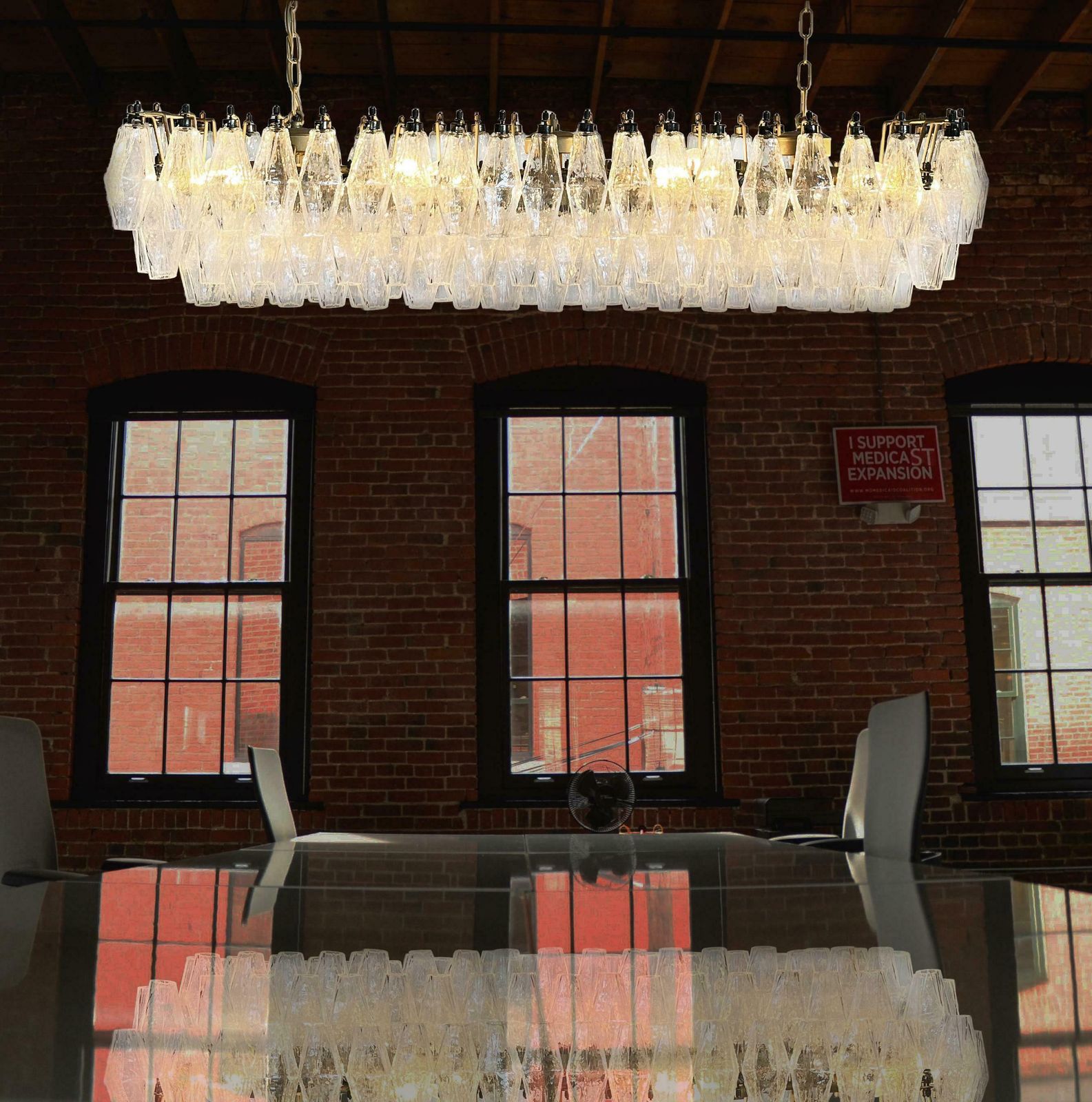 Elegant Murano Poliedri Chandelier   Carlo Scarpa   138 Transparent Glasses photo furniture