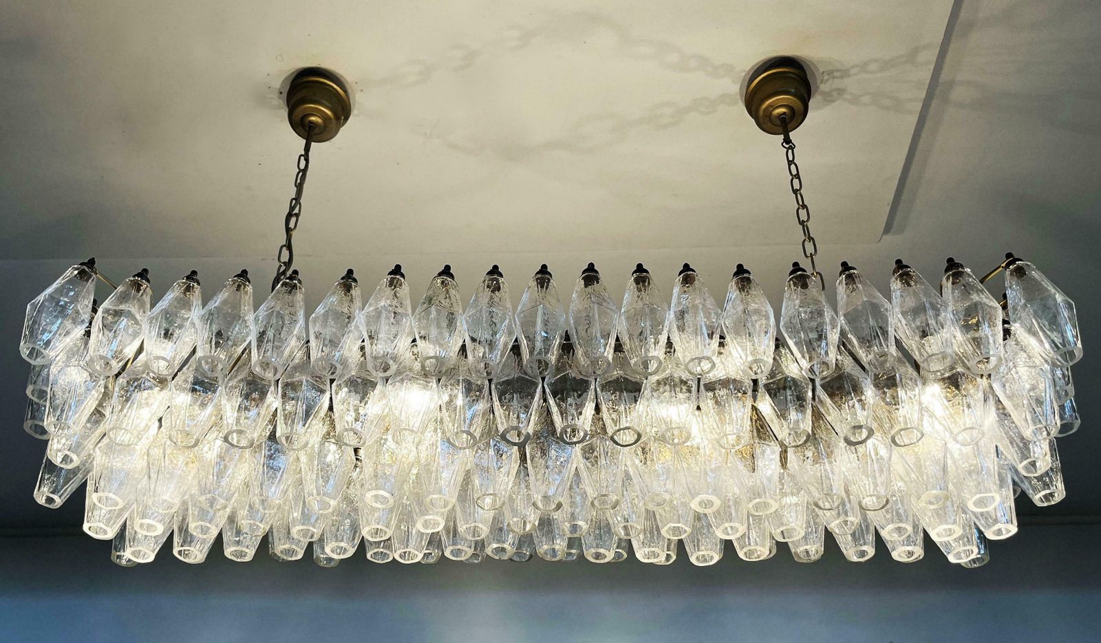 Elegant Murano Poliedri Chandelier   Carlo Scarpa   138 Transparent Glasses photo Lighting