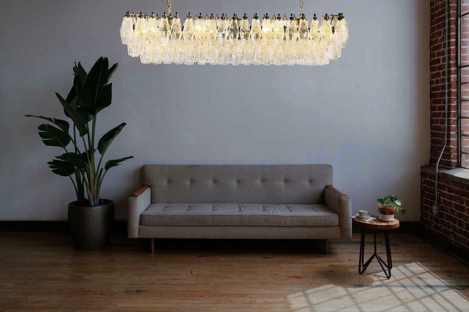 Elegant Murano Poliedri Chandelier   Carlo Scarpa   138 Transparent Glasses photo vinterior