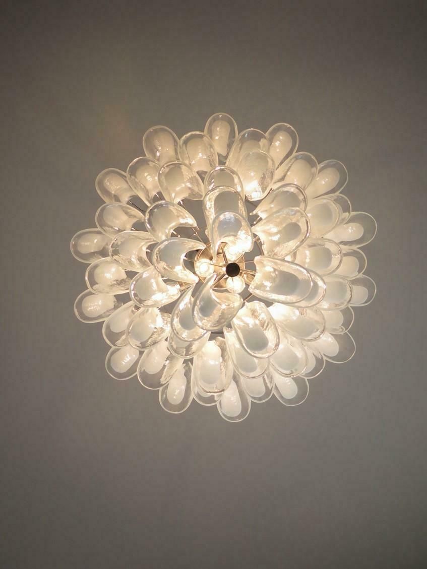3231.0 Pair Of Italian 53 White Petal Chandelier, Murano photo