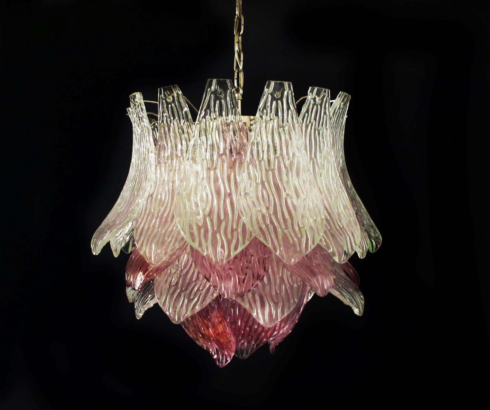 Pair Of Italian Murano Chandeliers Transparent And Amethyst Glasses, Murano, 1 photo Lighting