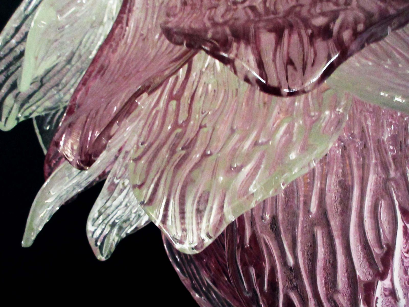 photo buy Pair Of Italian Murano Chandeliers Transparent And Amethyst Glasses, Murano, 1
