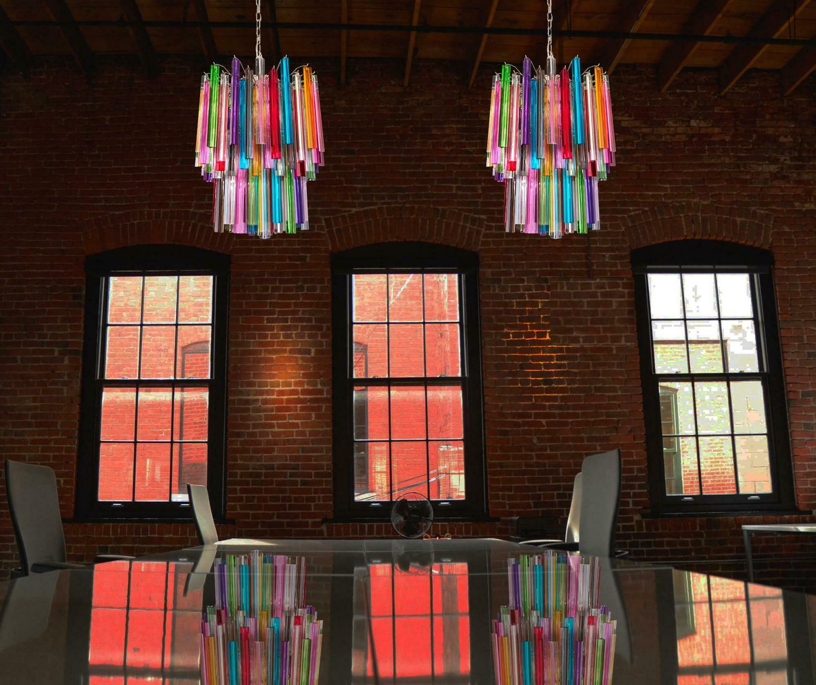 Fantastic Italian Multicoloured Prism "Arlecchino" Chandelier. Murano photo furniture