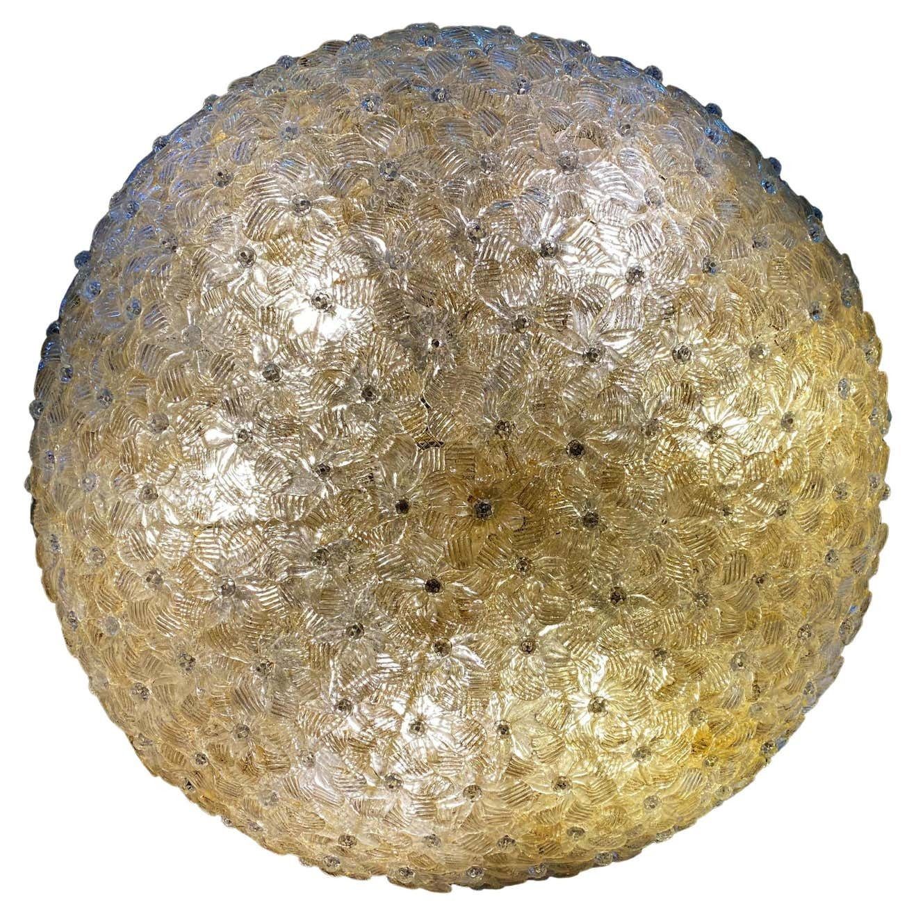 Giant Ceiling Flower Lamps By Barovier & Toso, Murano, 1980s
