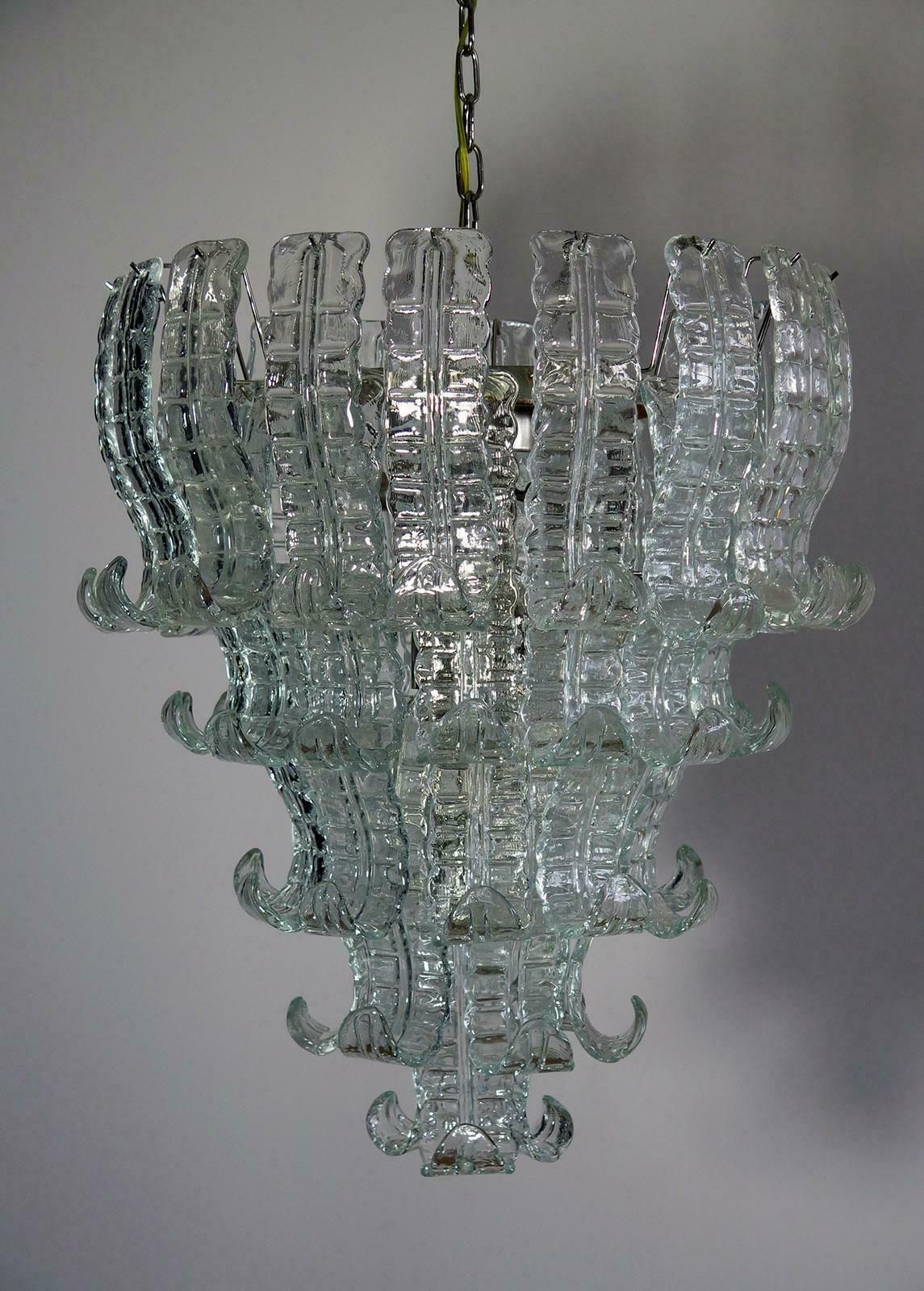 Italian Murano Six Tier Felci Glass Chandeliers, 1970s photo for sale