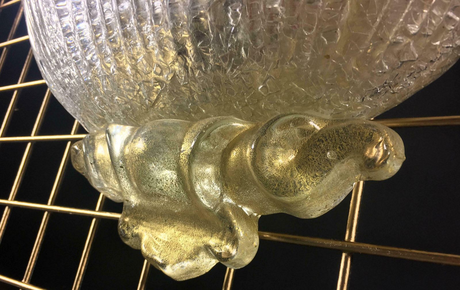 Pair Of Sconces Gold Inclusions Barovier & Toso Style, Murano, 1980 photo 1616.0