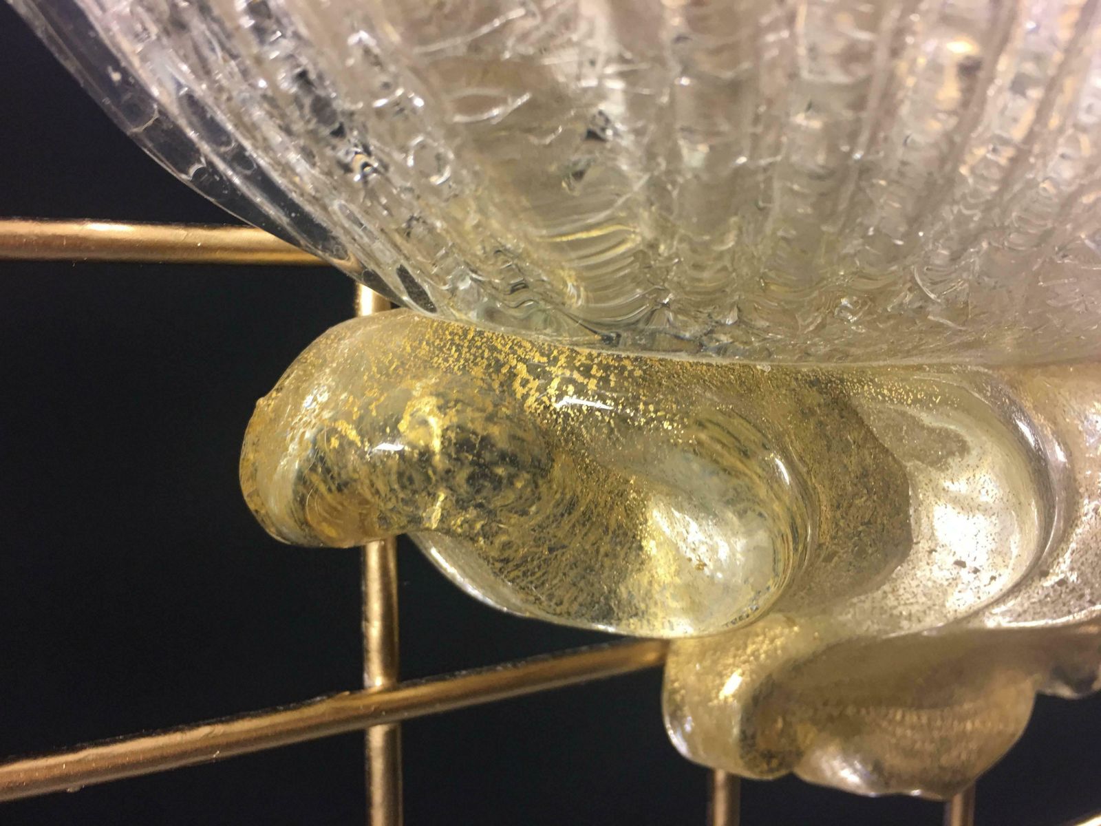 Pair Of Sconces Gold Inclusions Barovier & Toso Style, Murano, 1980 photo vinterior
