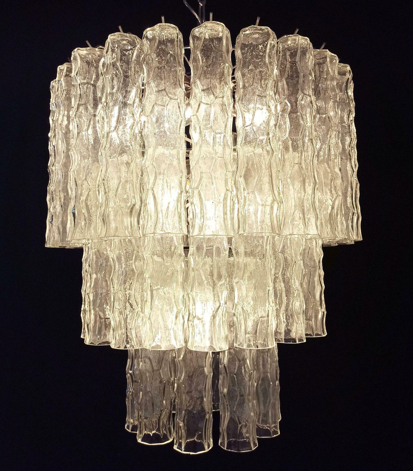 photo furniture Pair Of Large Three Tier Murano Glass Tube Chandelier