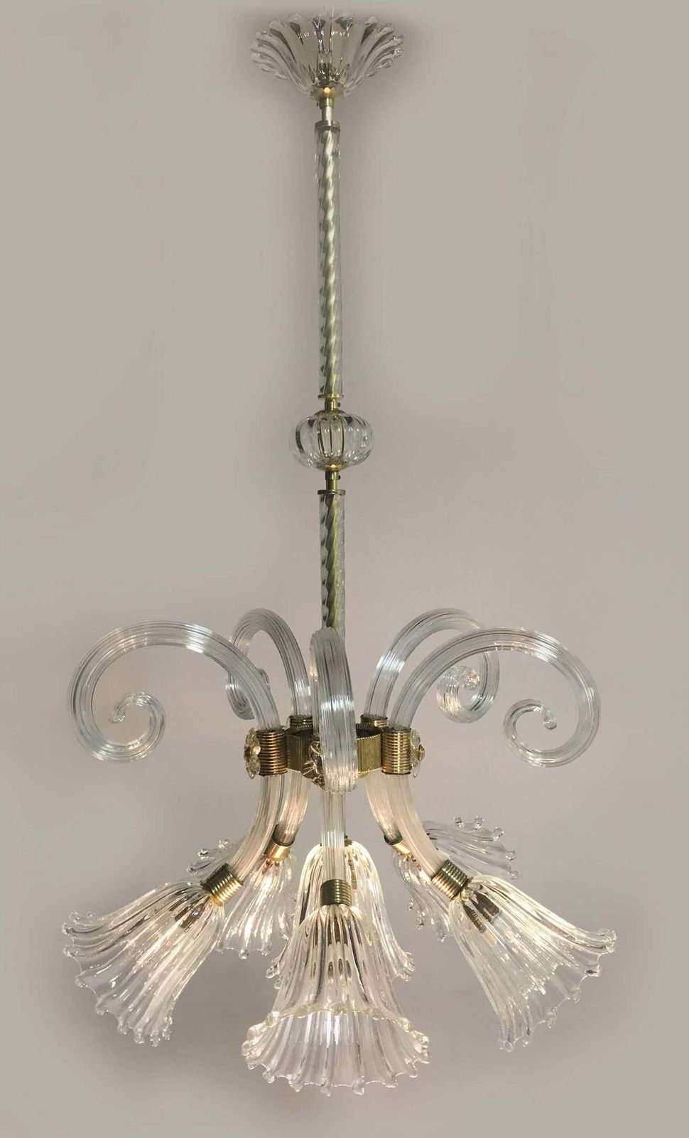 Art Deco Chandelier By Ercole Barovier, Murano, 1940s photo furniture