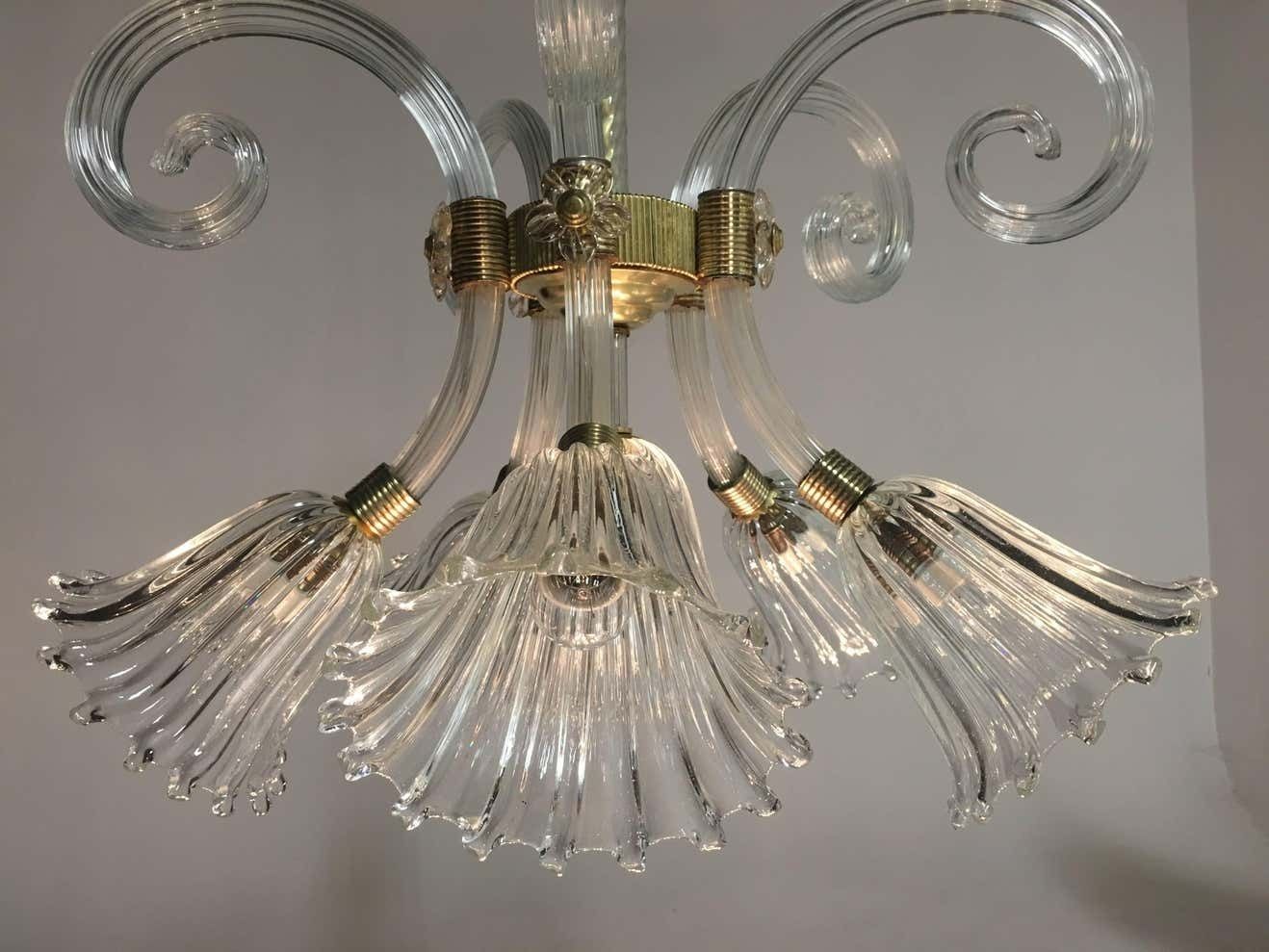 Art Deco Chandelier By Ercole Barovier, Murano, 1940s photo for sale