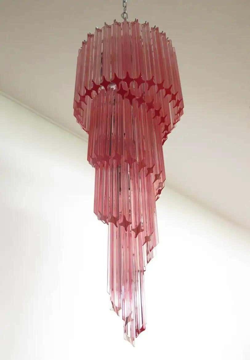 photo for sale Trio Of Murano Chandeliers 86 Crystal Pink Prism, Murano