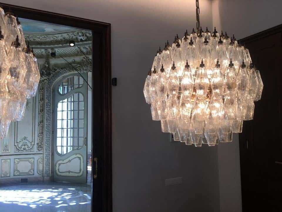 Spectacular Murano 140 Poliedri Chandelier, Carlo Scarpa Style, Murano photo Lighting