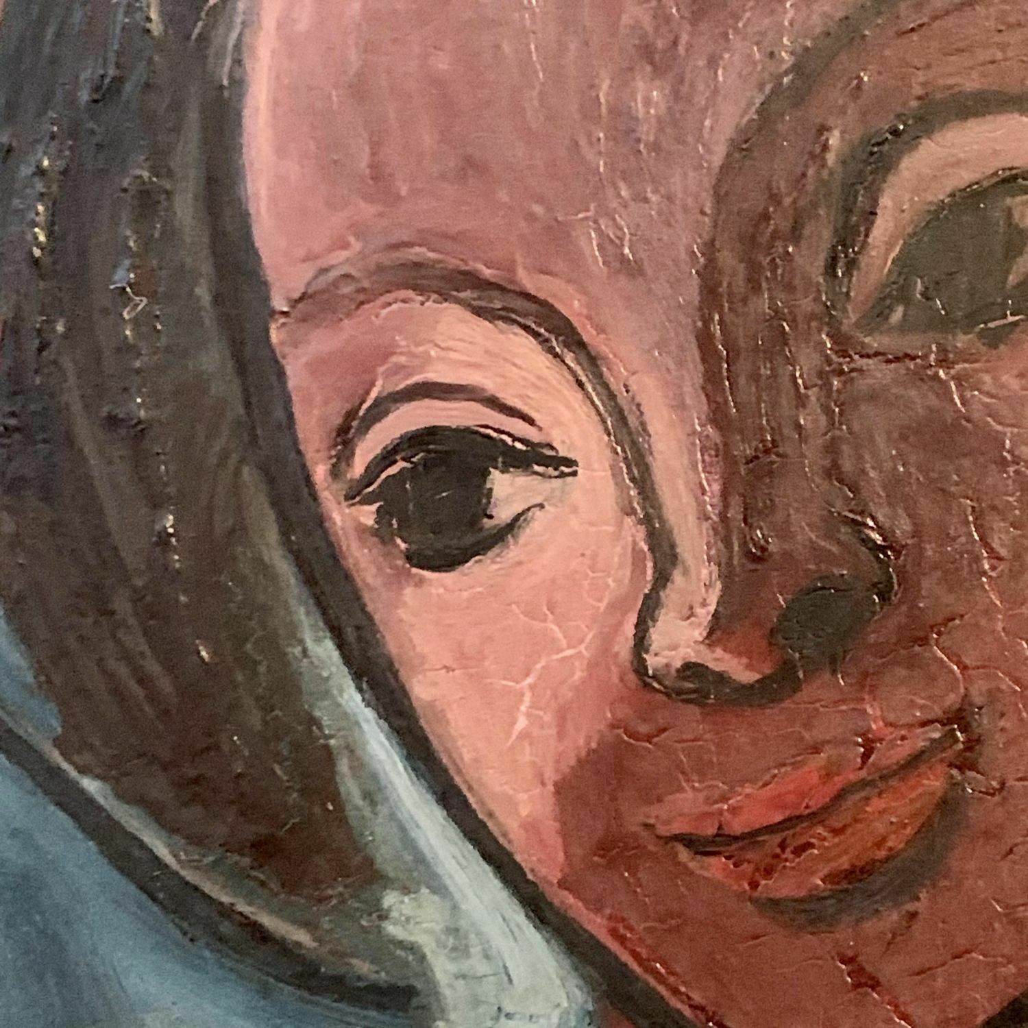 "Head Of Girl" Oil Painting On Aluminium By Antonin (Tony) Bartl Dated 1948 photo Art