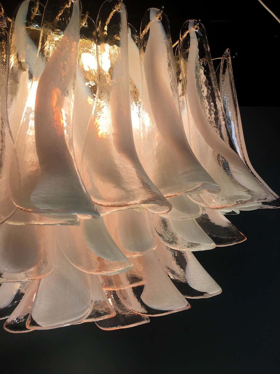 Pair Of Italian 64 Petals Chandeliers Ceiling Light, Murano photo for sale