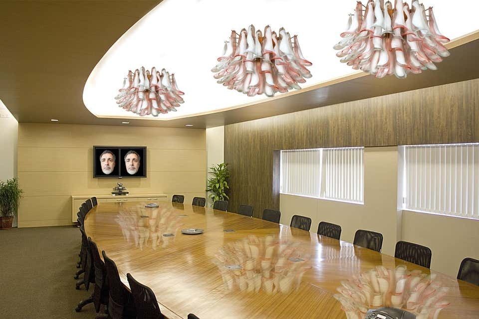 photo for sale Pair Of Italian 64 Petals Chandeliers Ceiling Light, Murano