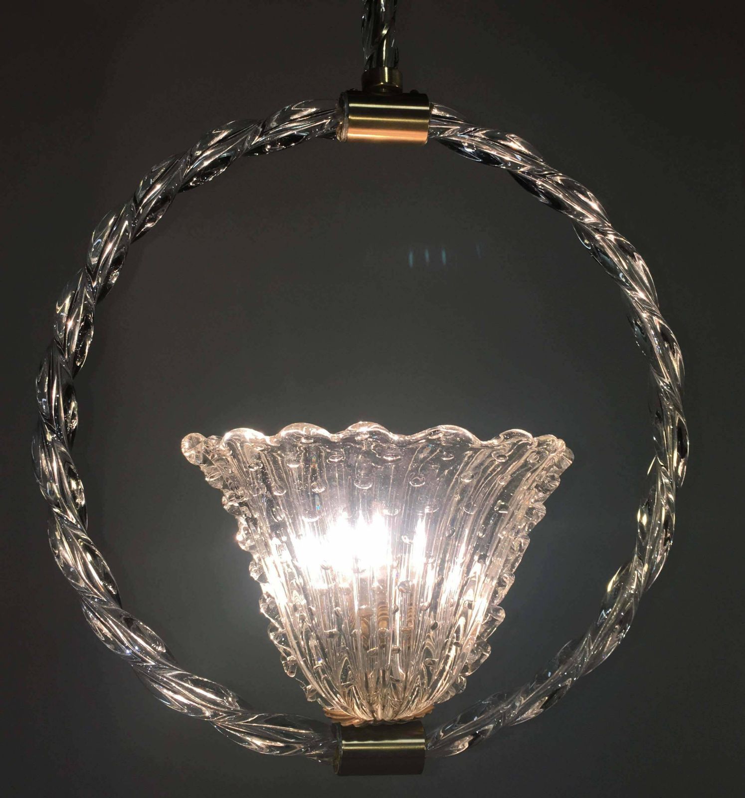Charming Bubble Glass Pendant By Barovier And Toso  Murano  1940s photo Lighting
